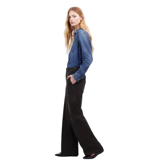 Madewell Low-Slung Baggy Utility Wide-Leg Pants Almost Black NWT 25 - Picture 3 of 9